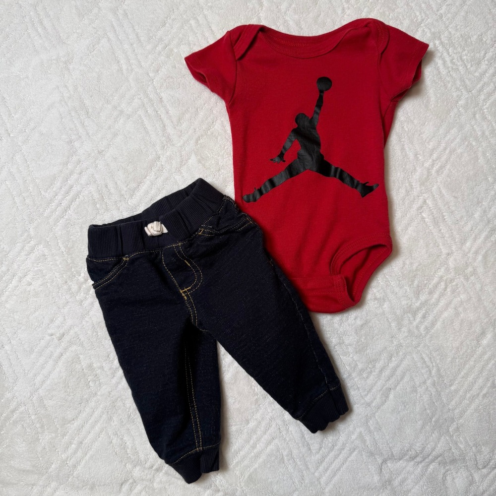 Sporty Athletic Jordan Baby 6M Jumpman Bodysuit Carter's Jogger Pants Set